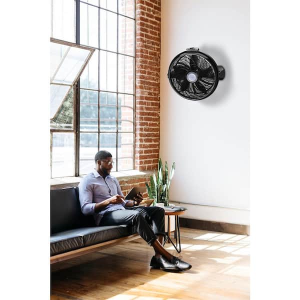 20 in. 3 Speeds Cyclone Floor Fan in Black with 90 Degrees Tilt Adjustment, Built-In Carry Handle, Wall Mountable