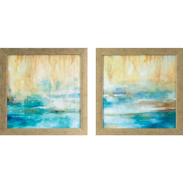 Decor Therapy 13.75 in. x 13.75 in. Turquoise Waters Printed Framed Wall Art (Set of 2)