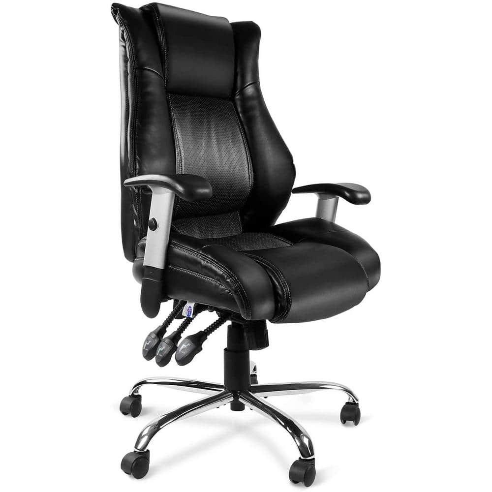 Black Office Chair Ergonomic Computer Bonded Leather Adjustable Desk Chair 