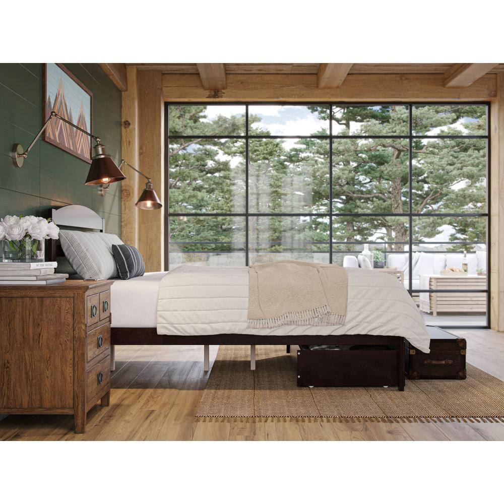 Espresso Warren Full Platform Bed with Sleek Foot Drawer