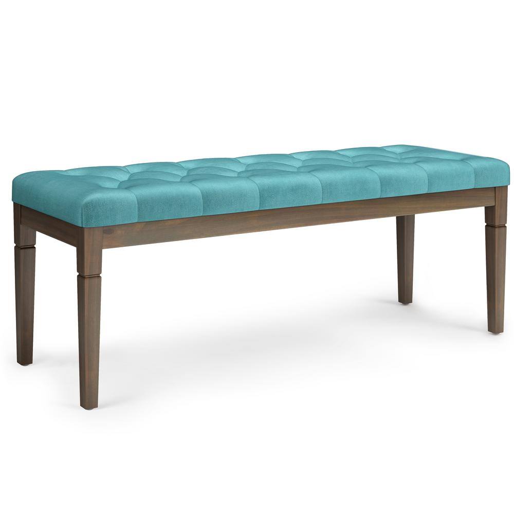 aqua upholstered bench