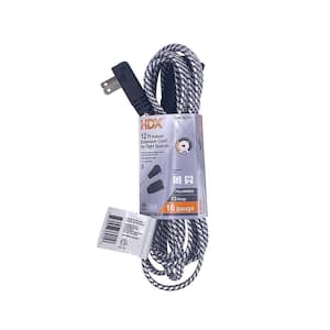 12 ft. 16/2 Light Duty Indoor Braided Tight Space Extension Cord, Black/White