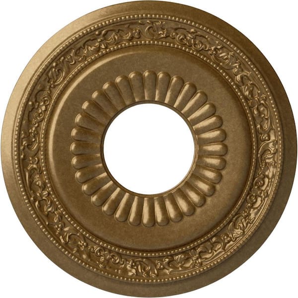 Ekena Millwork 1-3/8 in. x 20-5/8 in. x 20-5/8 in. Polyurethane Lauren Ceiling Medallion, Pale Gold