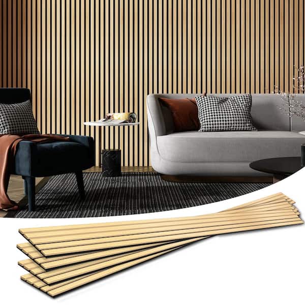 3D Slat Wood Wall Panels Acoustic Panels for Interior Wall Decor Natural  Oak | Wood Slat for Wall | Soundproof | 42.5” x 17” Each | Set of 2 Wood