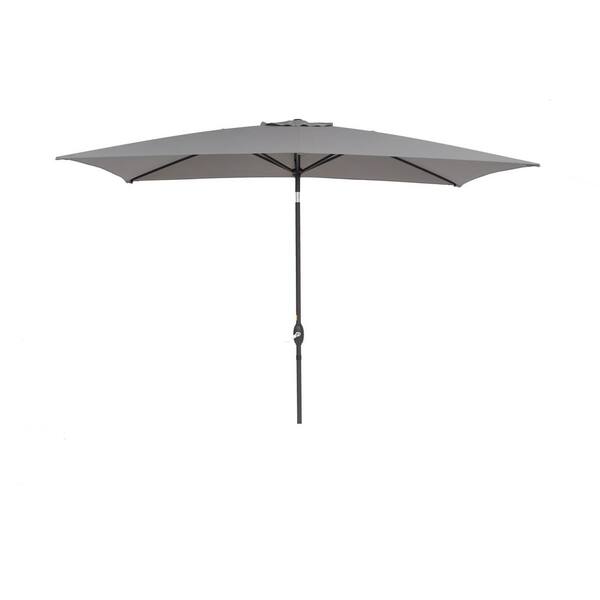 Unbranded 10 ft. x 6.5 ft. Steel Patio Market Umbrella in Gray