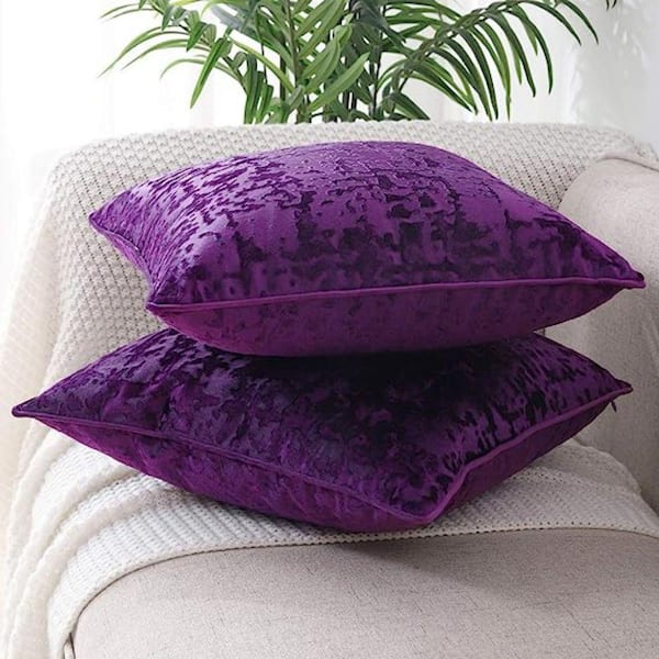 Comvi Blue Throw Pillows with Inserts Included - Decorative Pillows,  Inserts & Covers - (2 Throw Pillows + 2 Pillow Covers) - Velvet Throw  Pillows for