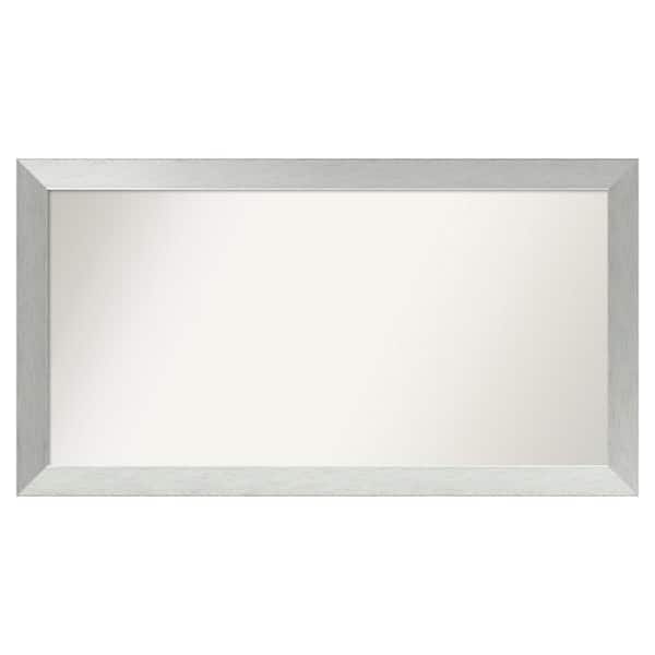Amanti Art Brushed Sterling Silver 46 in. x 25 in. Custom Non-Beveled Wood Framed Bathroom Vanity Wall Mirror