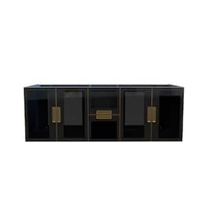Rosario 59 in. W. x 22 in. D x 20.4 in. H Single Bath Vanity Cabinet without Top in Matte Blue with Gold Trim