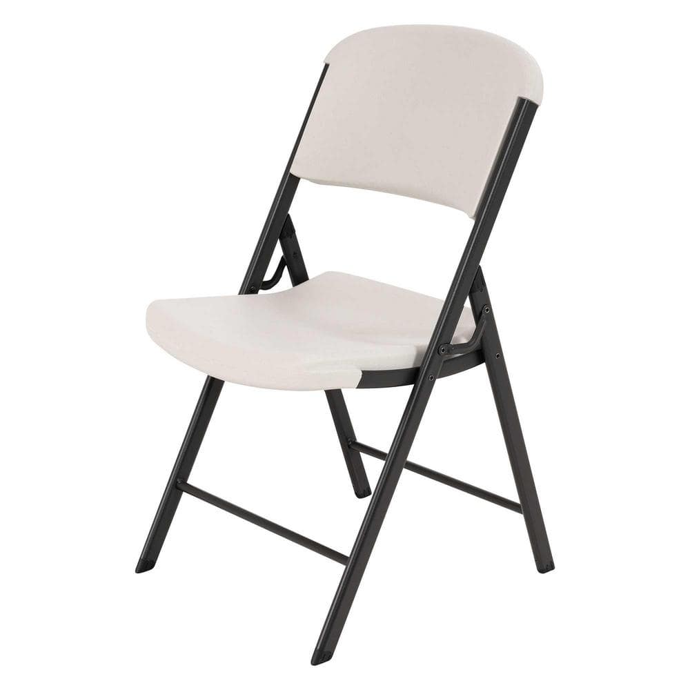 Almond Polyethylene and Steel Folding Chairs, Set of 4
