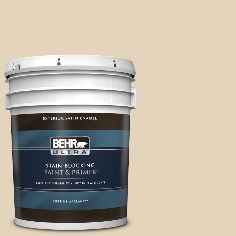 BEHR ULTRA 5 gal. BXC50 Stucco White Satin Enamel Exterior Paint