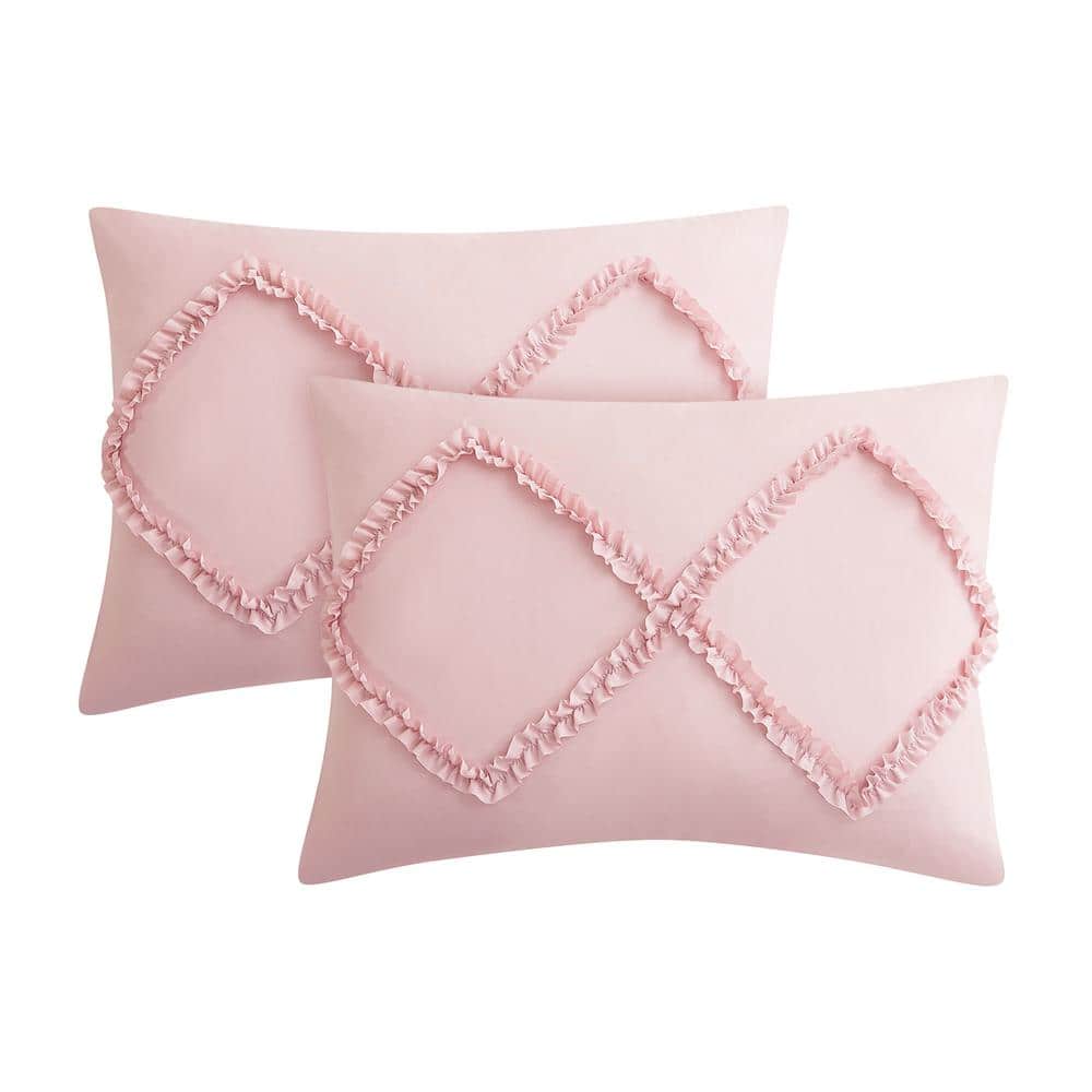 Light Pink Twin Microfiber Reversible Comforter Set