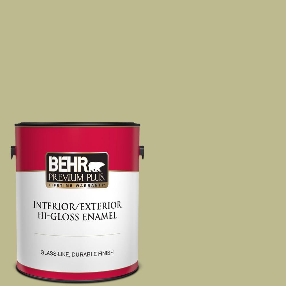 Behr Premium Plus 1 Gal S340 4 Back To Nature Hi Gloss Enamel Interior Exterior Paint The Home Depot