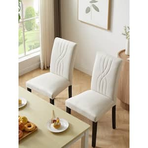 Upholstered Dining Chairs Set of 6 Beige Modern Dining Chairs with Solid Wood Legs and High Back Dining Room Chairs