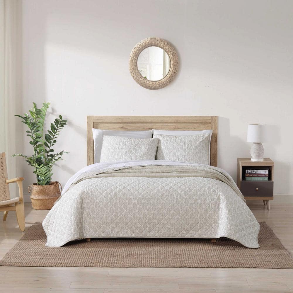 Tommy Bahama Bahama Fronds Beige 3-Piece King Cotton Quilt-Sham Set ...