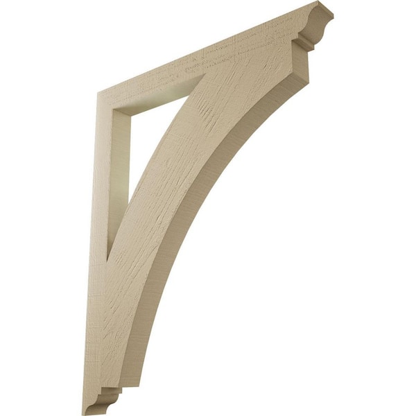 Ekena Millwork 3.5 in. x 44 in. x 36 in. Thorton Traditional Rough Cedar Woodgrain Timberthane Polyurethane Bracket, Primed Tan