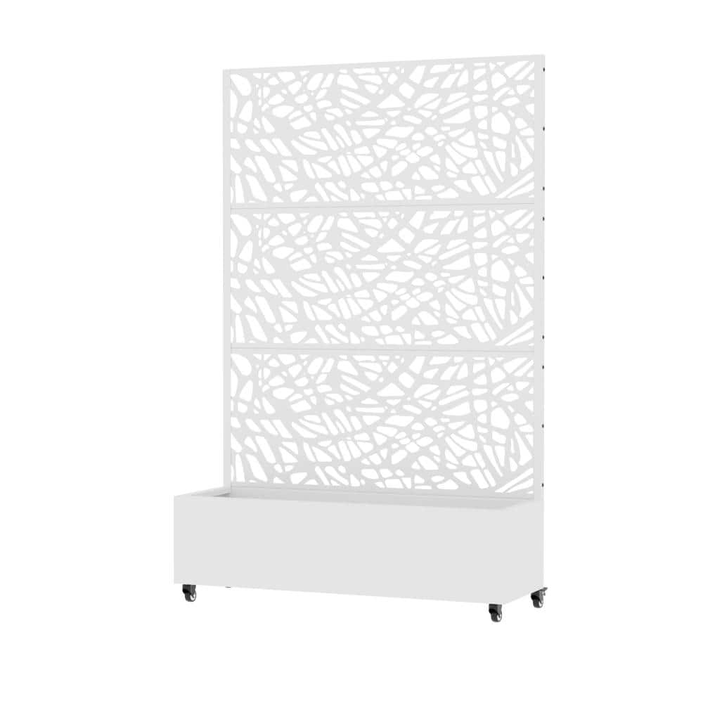 72 in. H x 47 in. W White Metal Planter Box with Trellis Outdoor Planter Box Raised Garden Bed for Climbing Plants price history on PriceWatchPro
