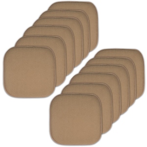 Taupe, Honeycomb Memory Foam Square 16 in. x 16 in. Non-Slip Back Chair Cushion (12-Pack)