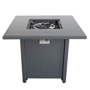 30 in. 40000 BTU Steel Outdoor Fire Pit Table with Lid and Wind Shield for Garden Backyard, Gray