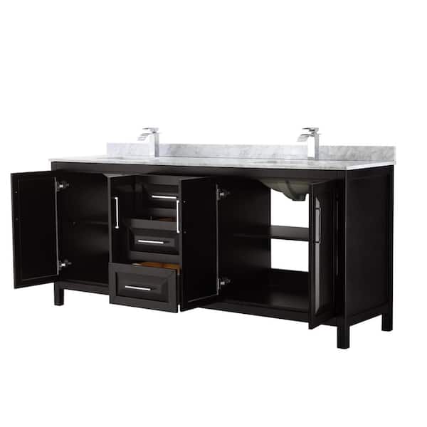 Wyndham Collection Daria 80-in White Double Sink Bathroom Vanity with White Carrara Marble Natural Marble Top