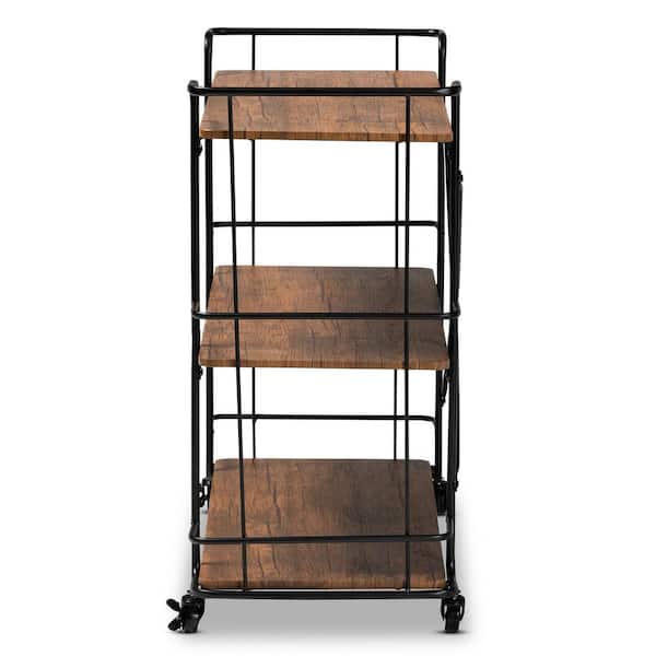 Baxton Studio Neal Walnut And Black Kitchen Serving Cart 163 10302 Hd The Home Depot