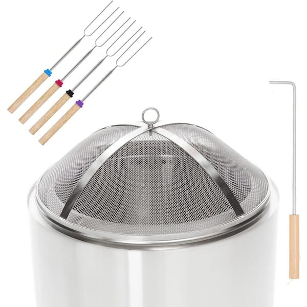 ITOPFOX Stainless Steel 27 in. Fire Pit Spark Screen Cover with Guild Stick Bonfire