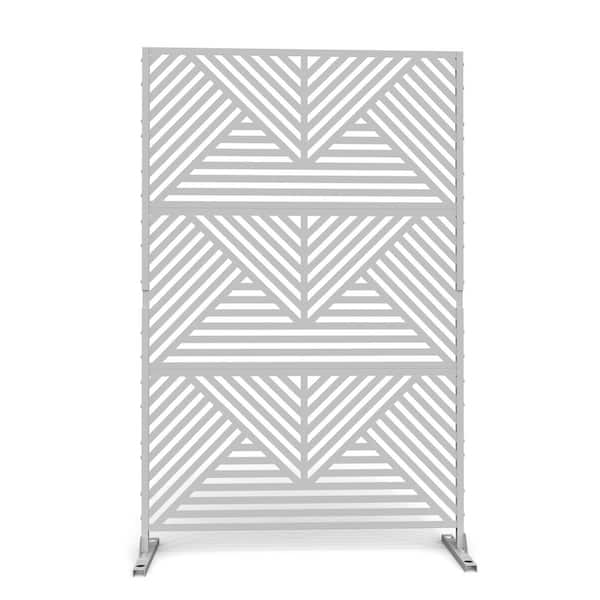 Uixe UIXE 76 in. Galvanized Steel Garden Fence Outdoor Privacy Screen Garden Screen Panels in White