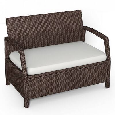 Modern Wicker Outdoor Benches, Outdoor Wicker Storage Bench With Back