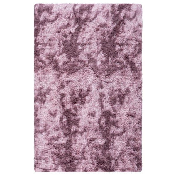 Rainbow Shag 5 ft. x 8 ft. Purple Abstract Solid Area Rug