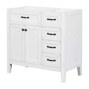 35.50 in. W x 17.70 in. D x 35.00 in. H 3-Drawers Bath Vanity Cabinet without Top in White Unassembled