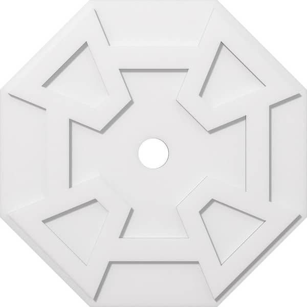 Ekena Millwork 1 in. P X 10-1/2 in. C X 30 in. OD X 3 in. ID Logan Architectural Grade PVC Contemporary Ceiling Medallion