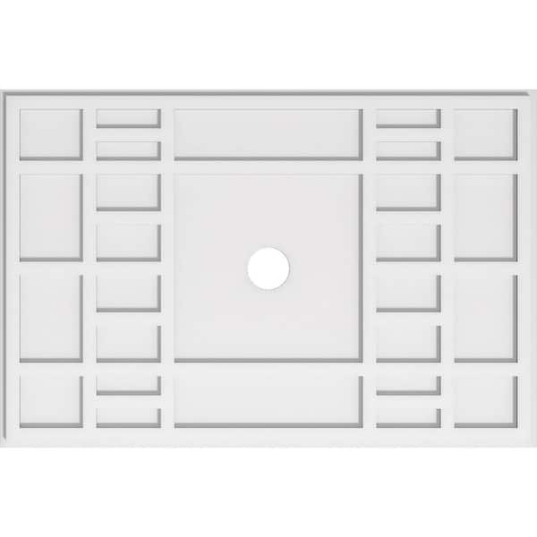 Ekena Millwork 38 in. W x 25-3/8 in. H x 3 in. ID x 1 in. P Beaux Architectural Grade PVC Contemporary Ceiling Medallion