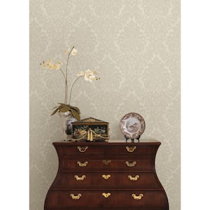 Betina White Damask Wallpaper Sample