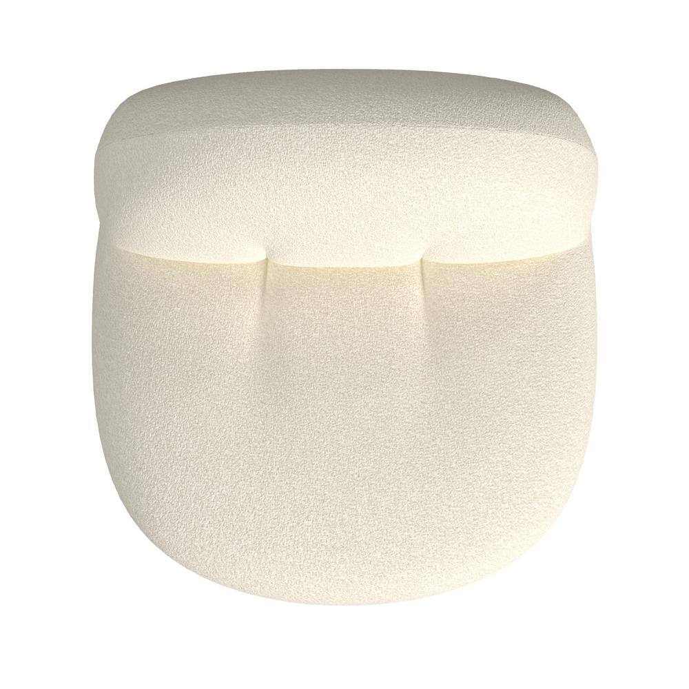 Off-White Curved Sherpa Armless Swivel Chair with Gold Finish