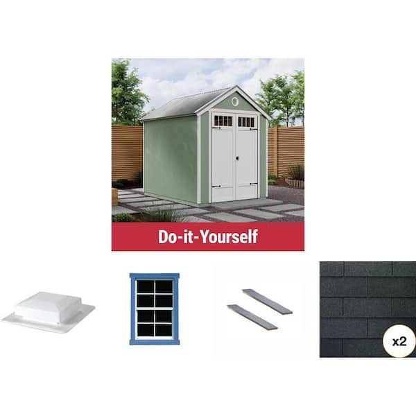 Metal Ramps, Small Square Window, 6 ft. x 8 ft. Shed, Shingles (26-Pieces) and Venting Skylight Combo
