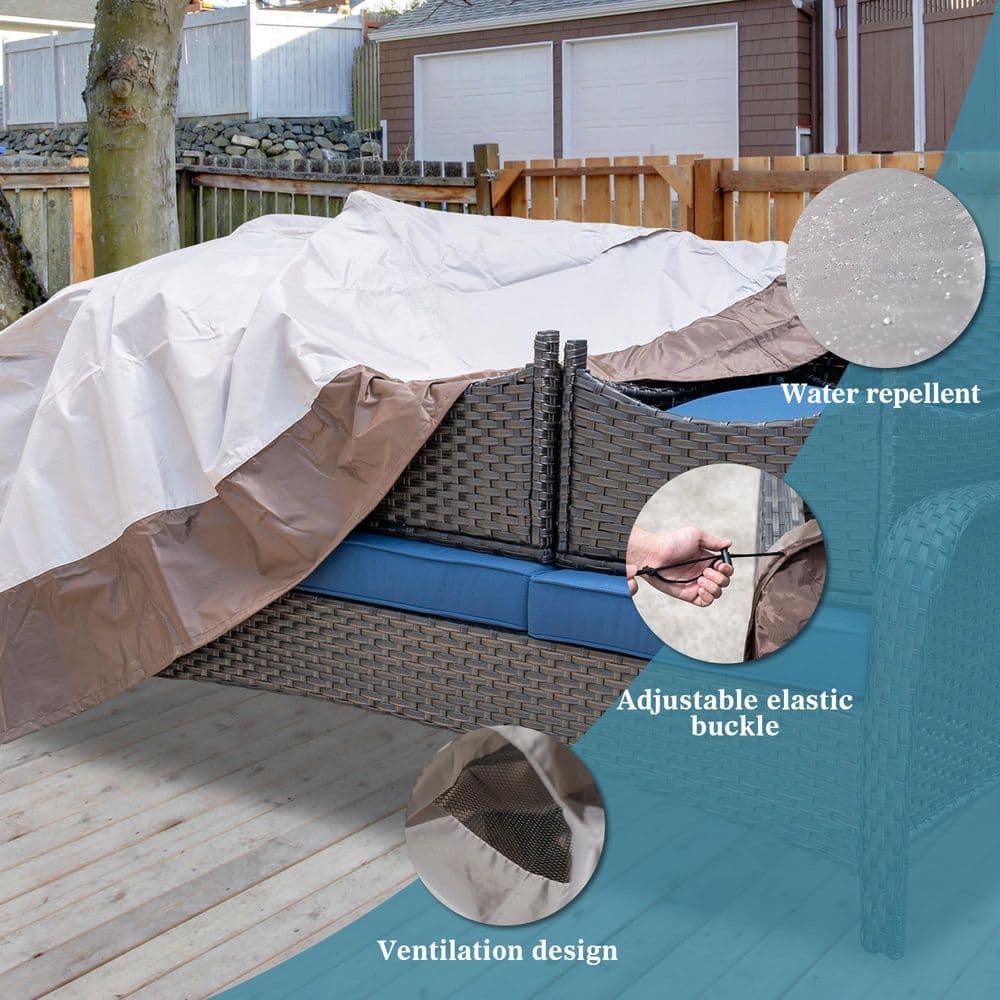 Beige and Brown Weatherproof Outdoor Furniture Cover