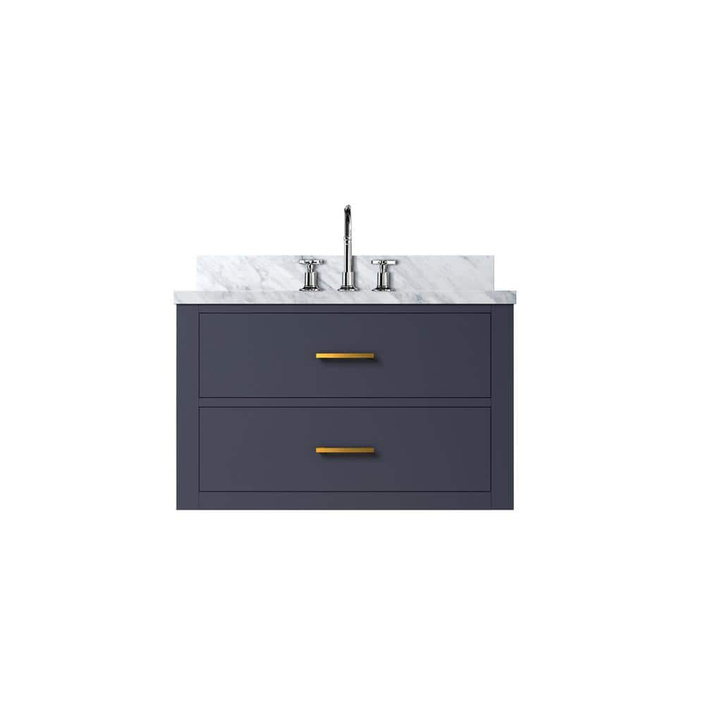 Sherman 30 in W x 22 in D Blue Double Bath Vanity with Carrara Marble Top, and Faucet Set price history on PriceWatchPro