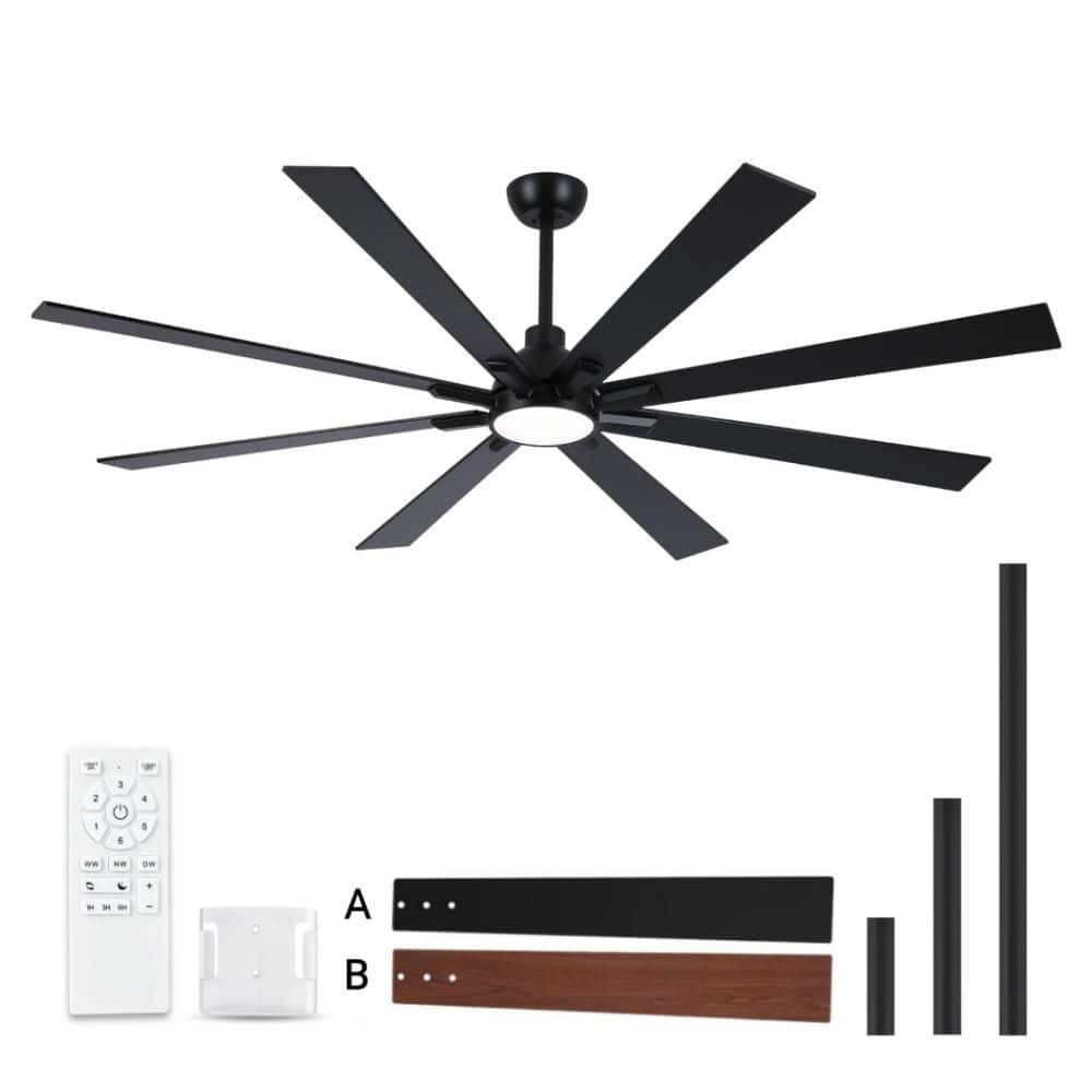 Amice 72 in. Indoor Matte Black Standard Ceiling Fan with Integrate LED, 8 Plywood Blades and Remote Control price history on PriceWatchPro