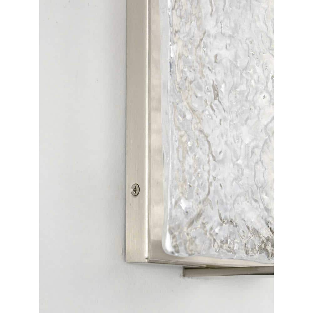 Brushed Nickel LED Sconce with Clear Stone Glass Shade