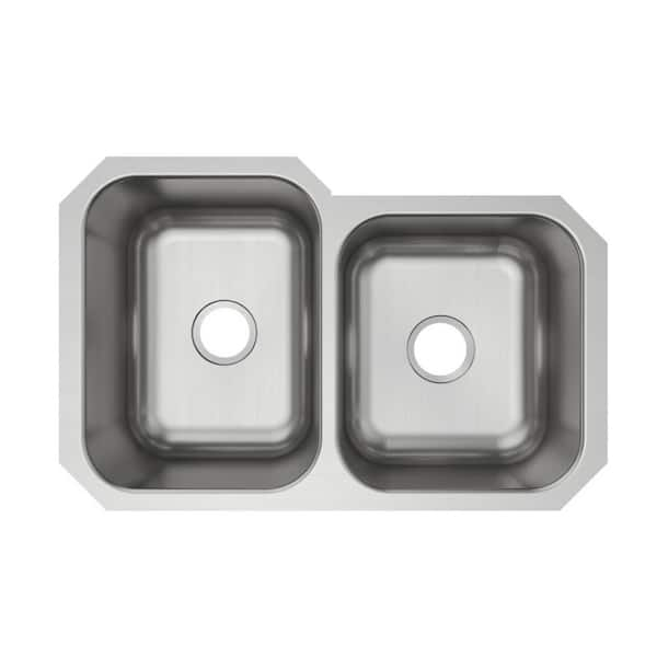 Elkay Avenue 32 in. Undermount Double Bowl 18-Gauge Stainless Steel Kitchen Sink Only