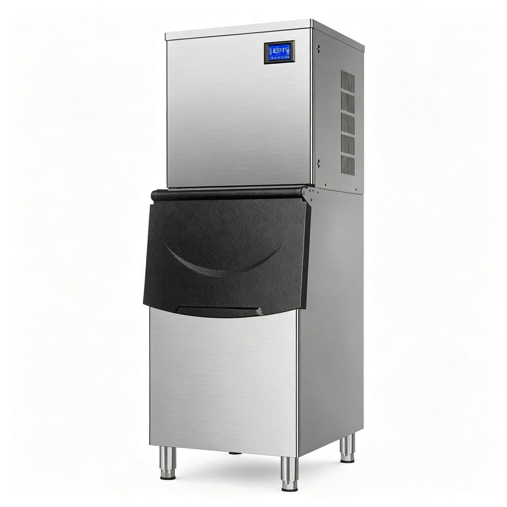 22.20 in 650 lbs/24H Freestanding Full Size Cube Commercial Ice Maker With 450 lbs Storage Bin, Auto-Cleaning Silver