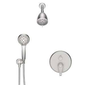 9-Spray Patterns with 1.8 GPM 4 in. Tub Wall Mount Dual Shower Heads in Nickel(Valve Included)