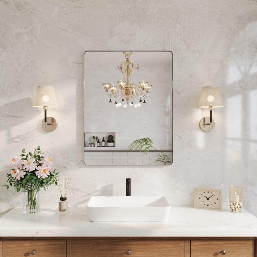 28 in. W x 36 in. H Modern Silver Large Bathroom Mirror Decorative Wall Mounted Frame price history on PriceWatchPro
