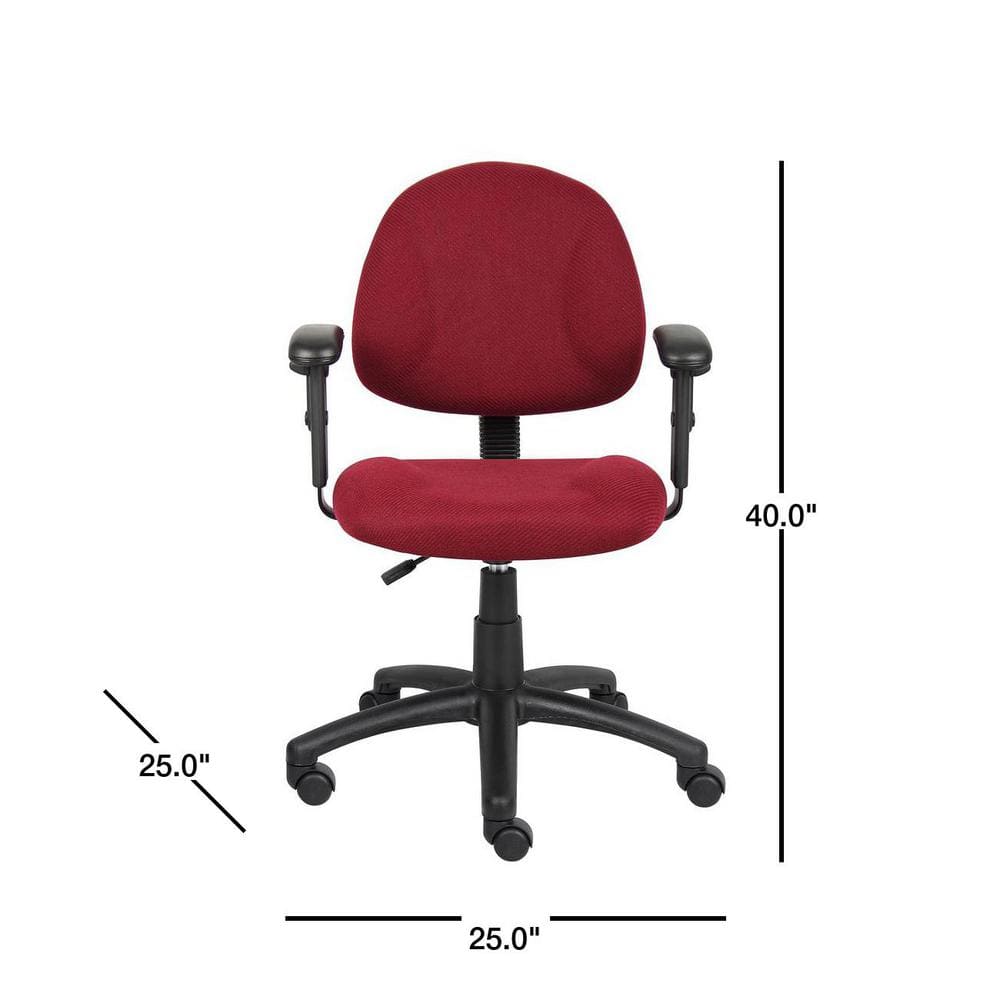 Ergonomic Executive Swivel Chair in Rich Burgundy with Adjustable Arms