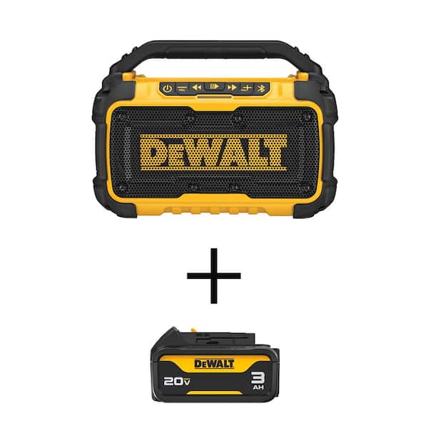 DEWALT 20-Volt MAX Lithium-Ion Cordless Bluetooth Speaker with 20-Volt Premium 3.0Ah Battery Pack