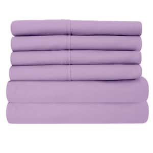 Super-Soft 1600 Series Double-Brushed 6 Pcs Bed Sheets Set (California King, Lilac)