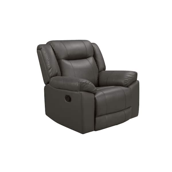Benjara Gray Leather Rocker Recliner with Pocket Coils Seating