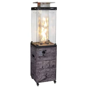 41000 BTU Grey Glass Top and TerraFab Base Propane Patio Heater with Wheels