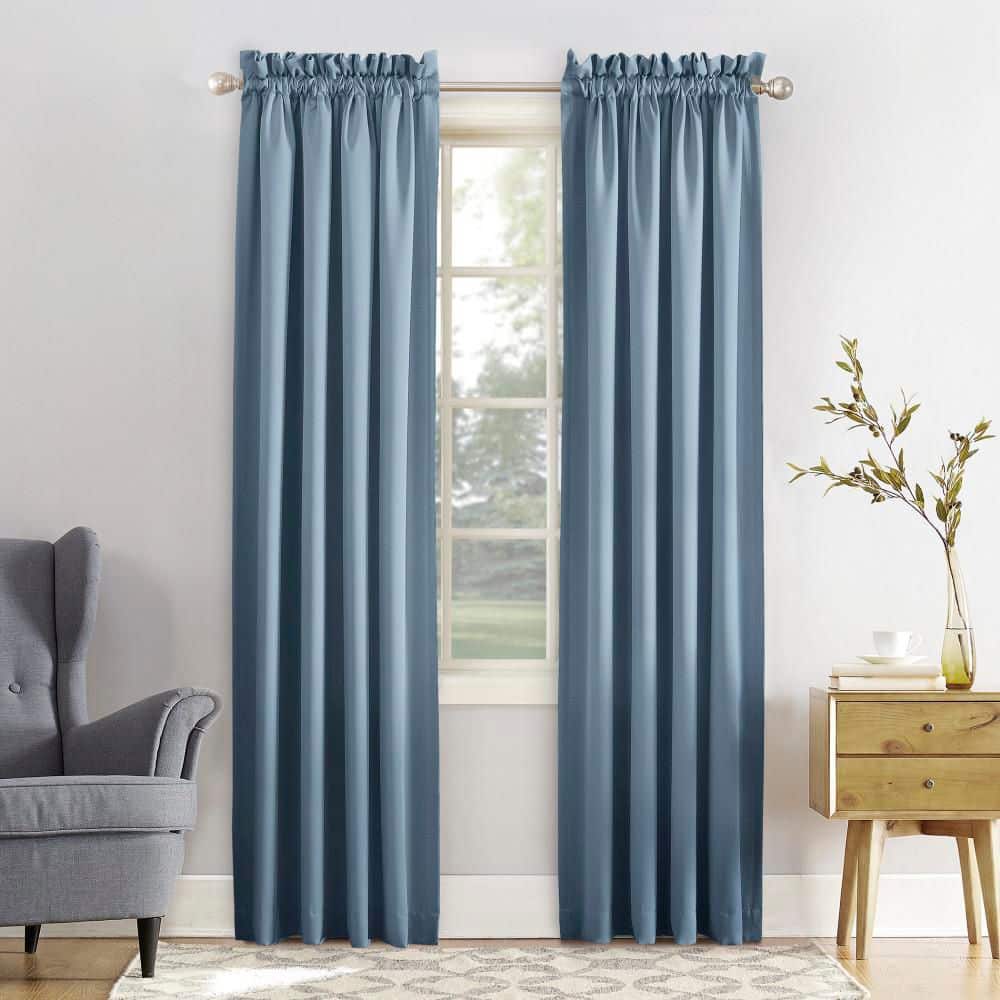 Gregory Vintage Blue Layered 54 in. W x 120 in. L Rod Pocket Room Darkening Curtain (Single Panel) price history on PriceWatchPro
