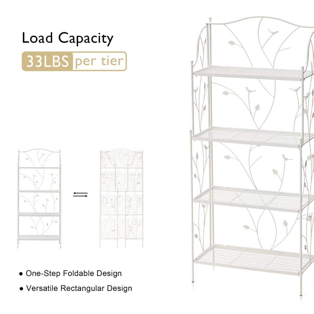 Elegant White Metal 4-Tier Rectangular Plant Stand