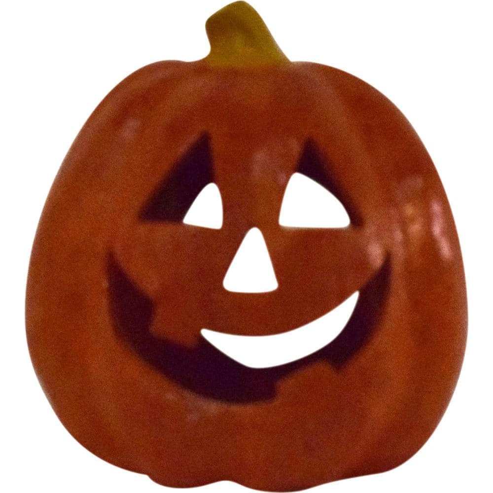 Merrily 11 in. Dia Halloween Tabletop Jack-O-Lantern, Orange